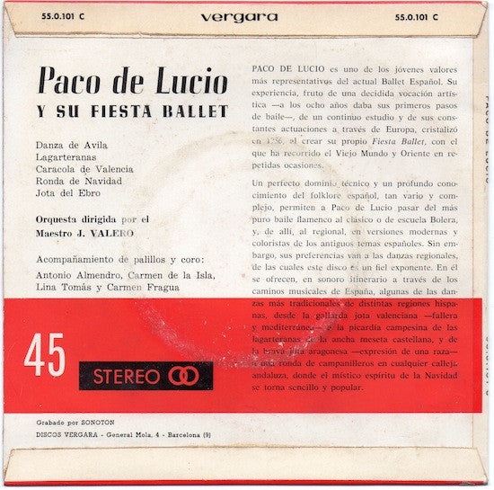 Paco De Lucio Y Su Fiesta Ballet : Danza De Avila Y Lagarteranas / Caracola De Valencia / Ronda De Navidad / Jota Del Ebro (7", EP)