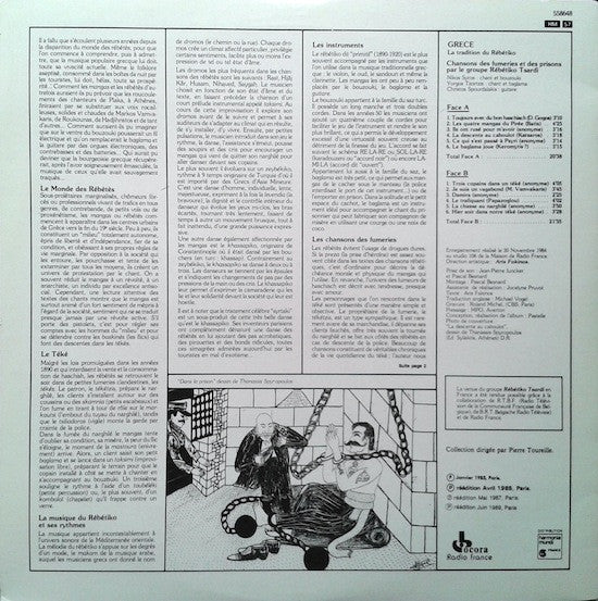Rébétiko Tsardi : Grece - La Tradition Du Rébétiko / Chansons Des Fumeries Et Des Prisons (LP, Album, RE)