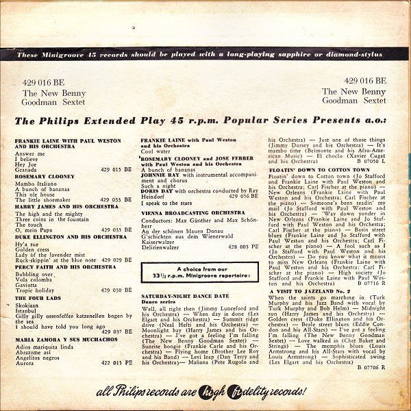 The New Benny Goodman Sextet : Undecided / Between The Devil And The Deep Blue Sea (7", EP, RE)