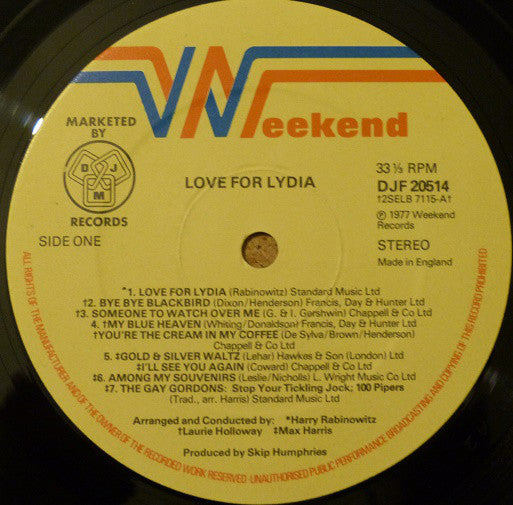 Harry Rabinowitz, Laurie Holloway, Max Harris : Love For Lydia (LP, Gat)