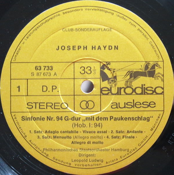 Joseph Haydn, André Navarra, Leopold Ludwig : Paukenschlag-Symphonie (LP, Comp, Club)