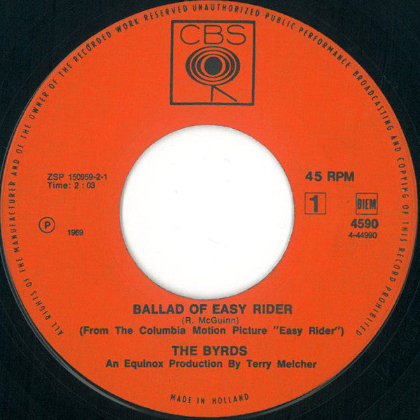 The Byrds : Ballad Of Easy Rider  (7", Single)
