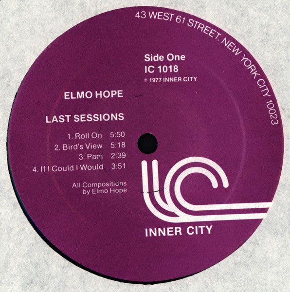 Elmo Hope : Last Sessions (LP, Album)