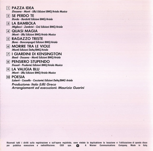 Patty Pravo : Pazza Idea (CD, Album, RE, RP)