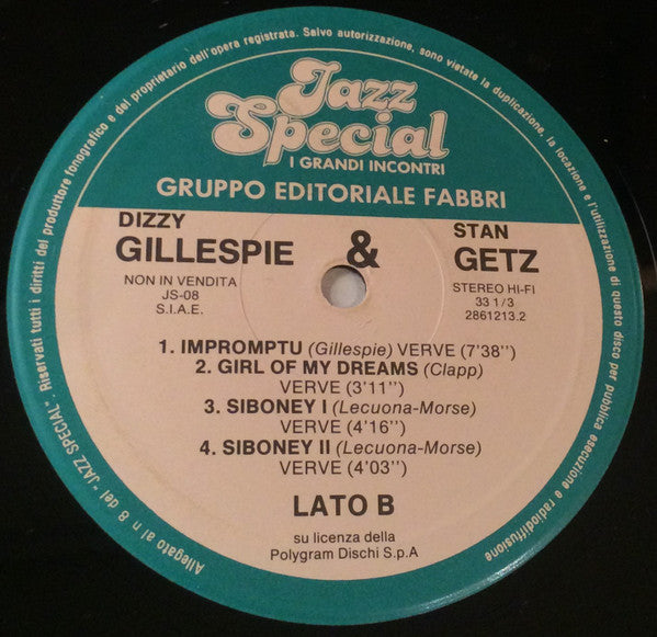 Dizzy Gillespie & Stan Getz : Dizzy Gillespie & Stan Getz (LP, Album, RE)