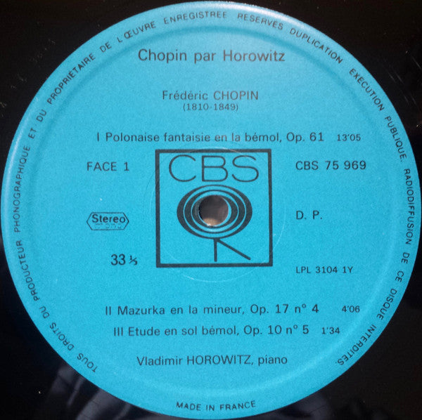 Chopin*, Horowitz* : Chopin Par Horowitz (LP, Gat)