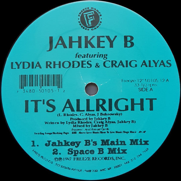 Jahkey B Featuring Lydia Rhodes & Craig Alyas : It's Allright (12")