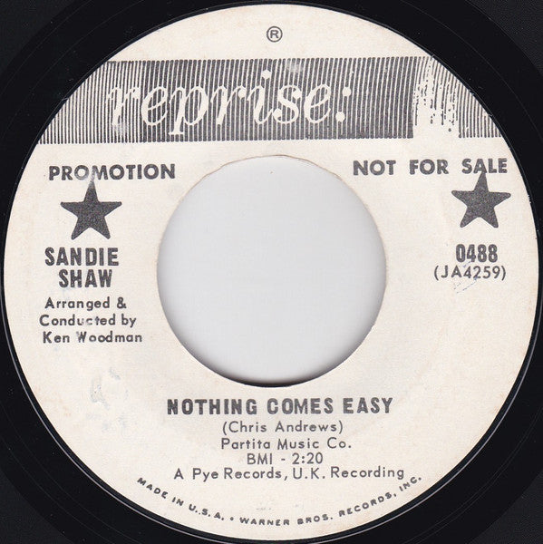 Sandie Shaw : Nothing Comes Easy (7", Promo)