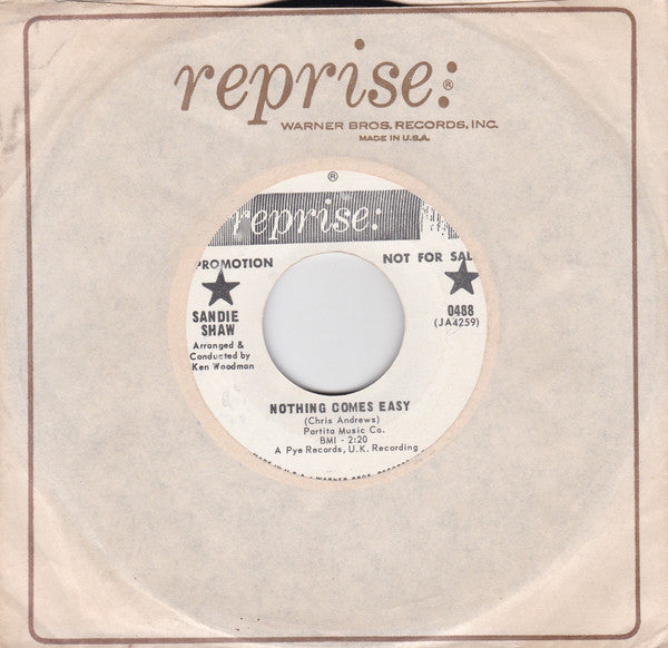 Sandie Shaw : Nothing Comes Easy (7", Promo)