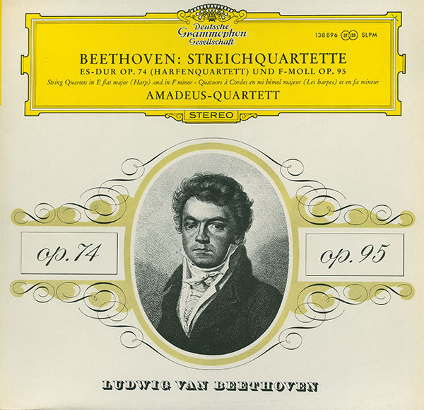 Ludwig van Beethoven – Amadeus-Quartett : Streichquartette Es-Dur Op. 74  (Harfenquartett) Und F-Moll Op. 95 (LP, RP)