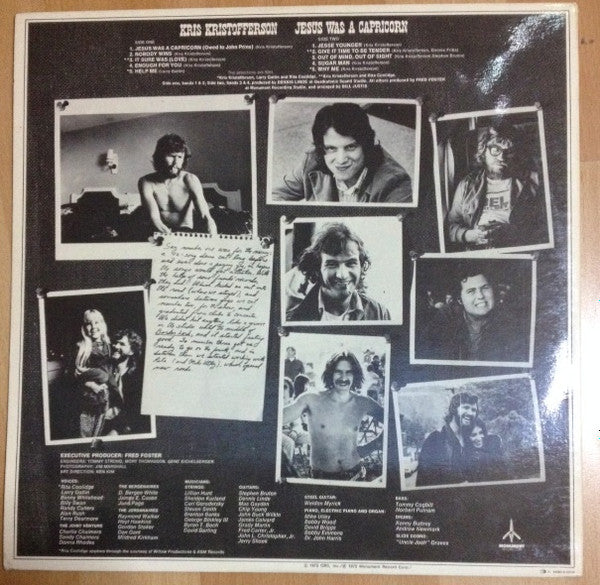Kris Kristofferson : Jesus Was A Capricorn (LP, Album, Gat)
