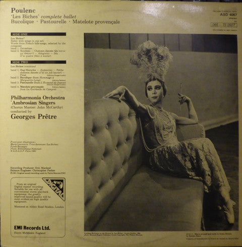 Francis Poulenc, The Ambrosian Singers, Philharmonia Orchestra, Georges Prêtre : Les Biches  Complete Ballet / Matelote Provençale / Pastourelle / Bucolique (LP, Album, Dig)