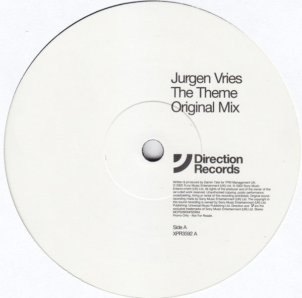 Jurgen Vries : The Theme (12", Promo)