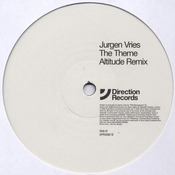 Jurgen Vries : The Theme (12", Promo)