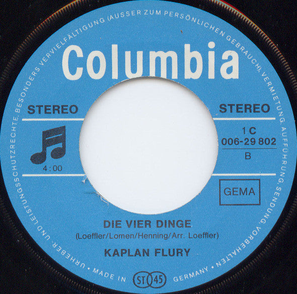 Kaplan Flury : Jimi, Oh Jimi Hendrix / Die Vier Dinge (7", Single)