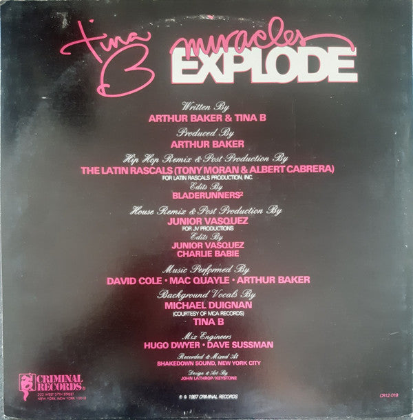 Tina B : Miracles Explode (12")