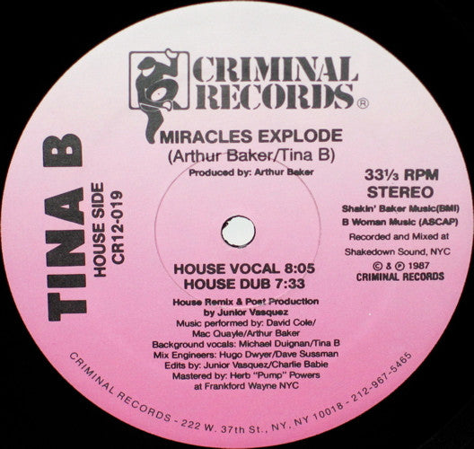 Tina B : Miracles Explode (12")
