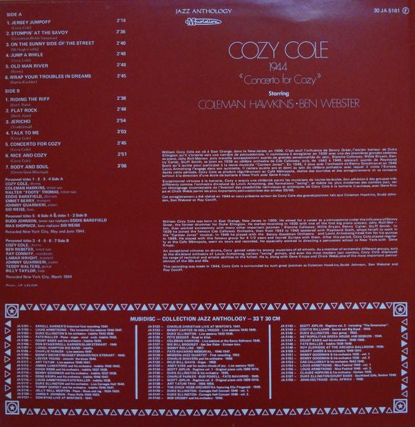 Cozy Cole Starring Coleman Hawkins, Ben Webster : 1944 - Concerto For Cozy (LP)