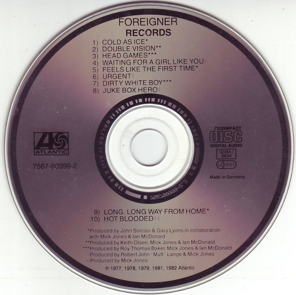 Foreigner : Records (CD, Comp)