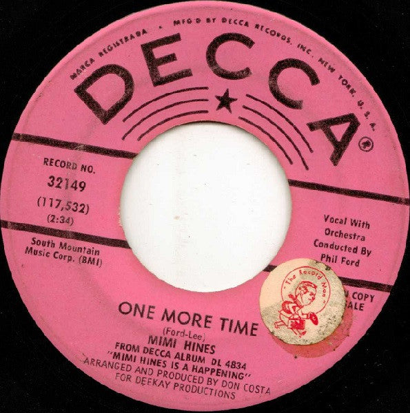 Mimi Hines : Doodle Doo Doo / One More Time (7", Single, Promo)
