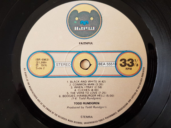 Todd Rundgren : Faithful (LP, Album)