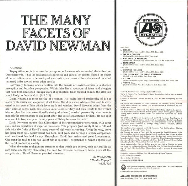 David Newman* : The Many Facets Of David Newman (LP, RE)