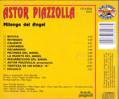 Astor Piazzolla : Milonga Del Angel (CD, Album)