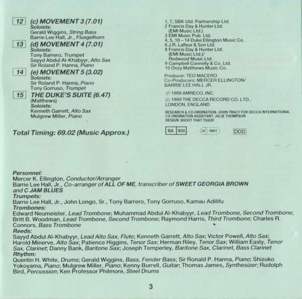 The Duke Ellington Orchestra Conducted By Mercer Ellington : Music Is My Mistress (CD, Album)