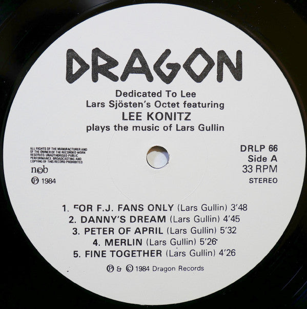 Lars Sjösten Octet Featuring Lee Konitz : Dedicated To Lee (LP, Album)