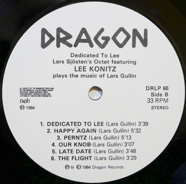 Lars Sjösten Octet Featuring Lee Konitz : Dedicated To Lee (LP, Album)