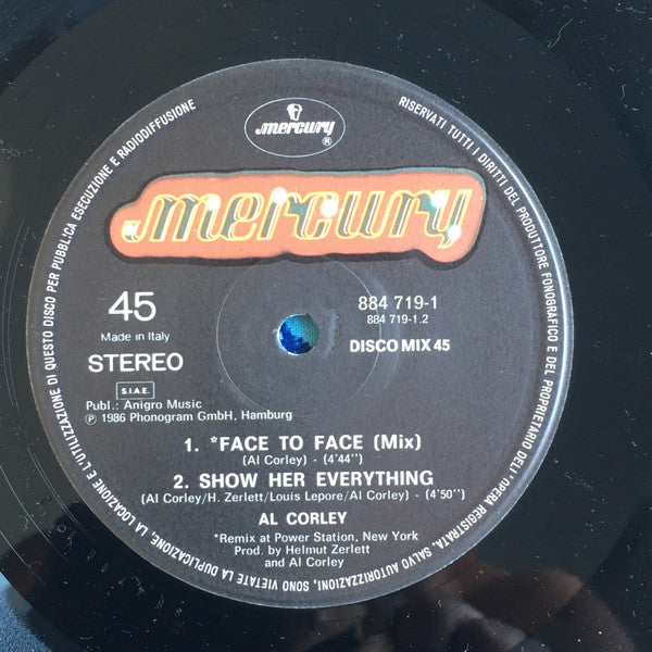 Al Corley : Face To Face (12", Maxi)