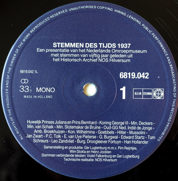 No Artist : Stemmen Des Tijds - 1937 1938 (2xLP)