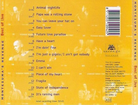 Montezuma's Revenge : Best Of Live (CD, Album)