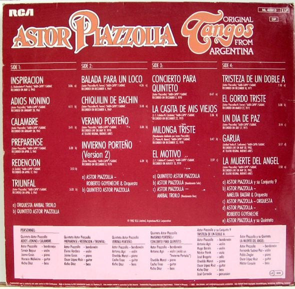 Astor Piazzolla : Original Tangos From Argentina (2xLP, Comp)