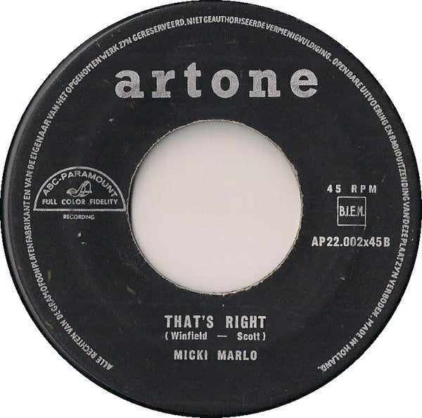 Micki Marlo And Paul Anka : What You've Done To Me / That's Right (7", Single)
