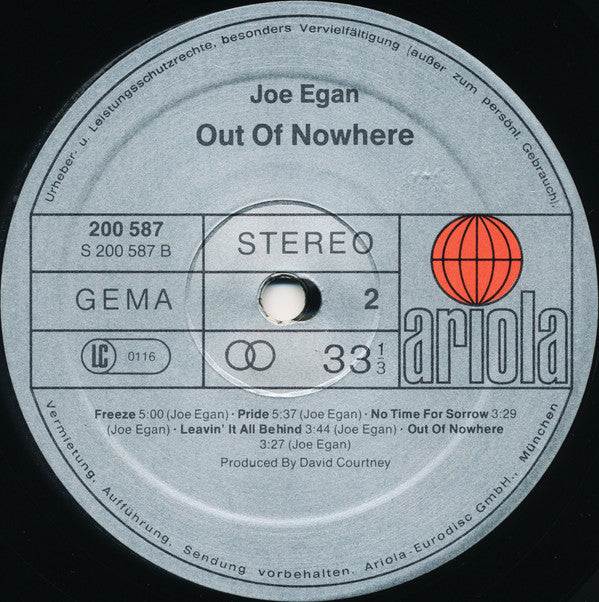 Joe Egan : Out Of Nowhere (LP, Album)