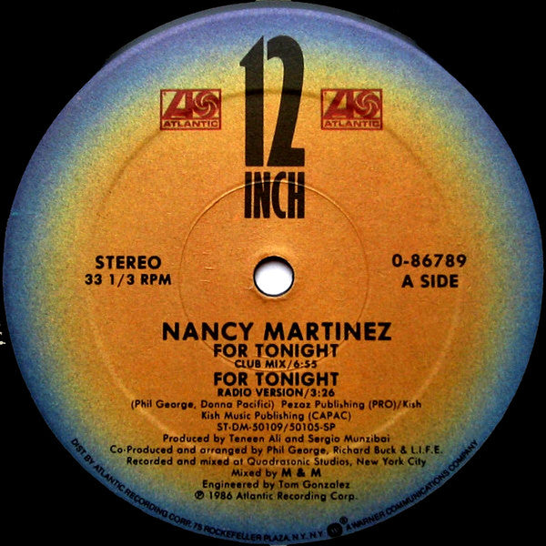 Nancy Martinez : For Tonight (12", Single, Com)