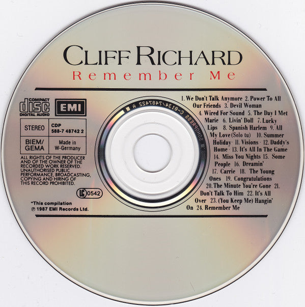 Cliff Richard : Remember Me (CD, Comp)