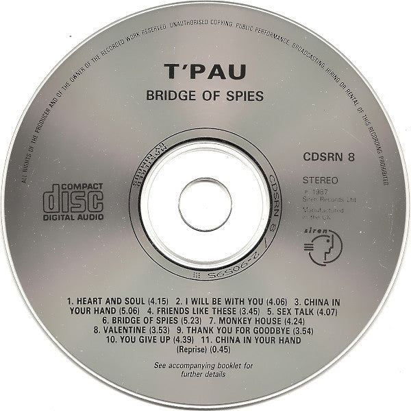 T'Pau : Bridge Of Spies (CD, Album)