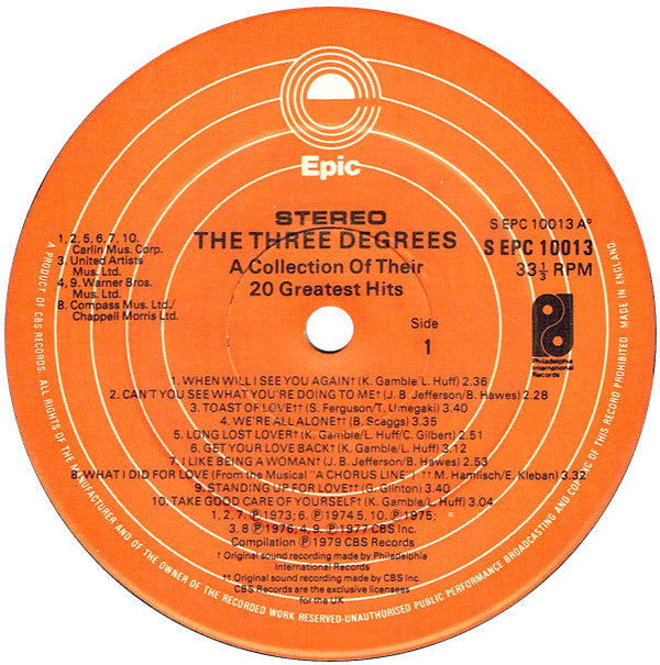 The Three Degrees : A Collection Of Their 20 Greatest Hits (LP, Comp)
