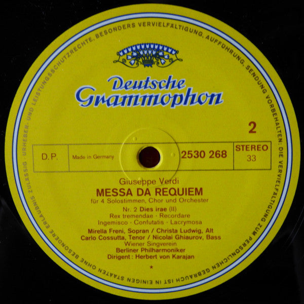 Giuseppe Verdi, Herbert Von Karajan, Berliner Philharmoniker, Mirella Freni, Christa Ludwig, Carlo Cossutta, Nicolai Ghiaurov, Wiener Singverein : Messa Da Requiem (2xLP + Box)