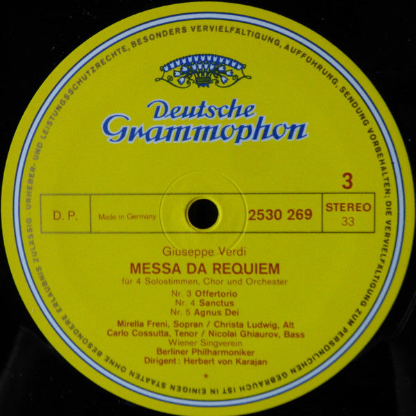 Giuseppe Verdi, Herbert Von Karajan, Berliner Philharmoniker, Mirella Freni, Christa Ludwig, Carlo Cossutta, Nicolai Ghiaurov, Wiener Singverein : Messa Da Requiem (2xLP + Box)