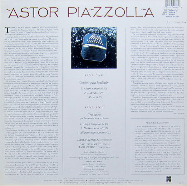 Astor Piazzolla, Orchestra Of St. Luke's, Lalo Schifrin : Concierto Para Bandoneón • Tres Tangos (LP, Album)