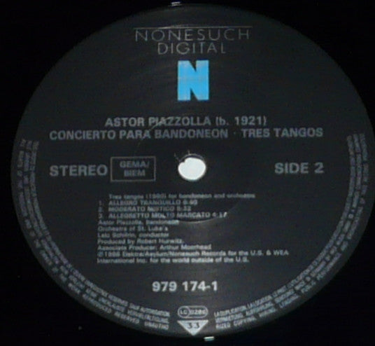Astor Piazzolla, Orchestra Of St. Luke's, Lalo Schifrin : Concierto Para Bandoneón • Tres Tangos (LP, Album)