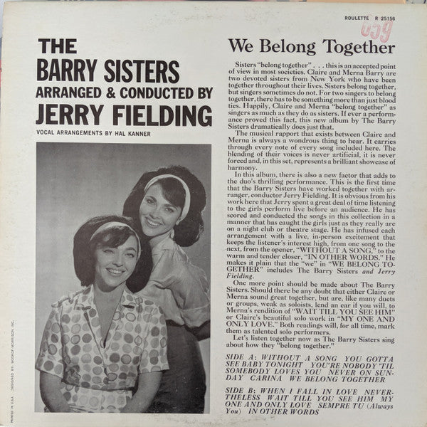 The Barry Sisters : We Belong Together (LP, Album, Mono)