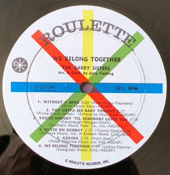 The Barry Sisters : We Belong Together (LP, Album, Mono)