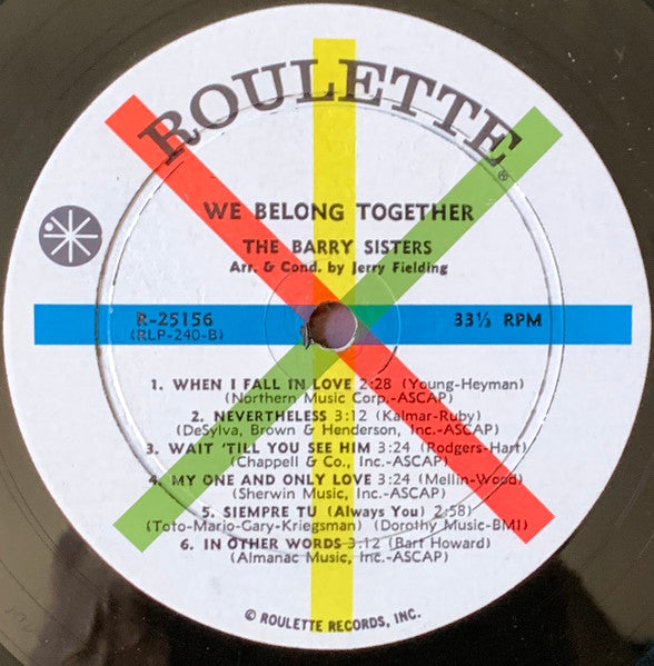 The Barry Sisters : We Belong Together (LP, Album, Mono)