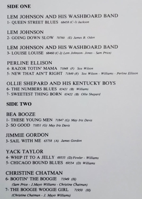 Sammy Price : Singing With Sammy - Vol 1 (1938-1944) (LP, Comp)