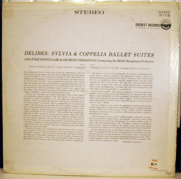 Delibes* – Anatole Fistoulari & Georges Sebastian Conducting The Rias-Symphony Orchestra* : Sylvia & Coppelia Ballet Suites (LP, All)