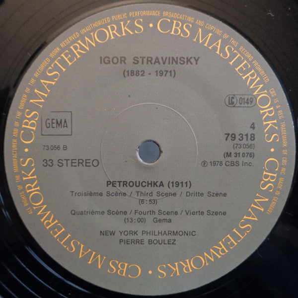 Igor Stravinsky - Pierre Boulez, The Cleveland Orchestra, New York Philharmonic : Le Sacre Du Printemps • Petrushka • L'Oiseau De Feu / Firebird / Feuervogel (3xLP + Box, Comp)